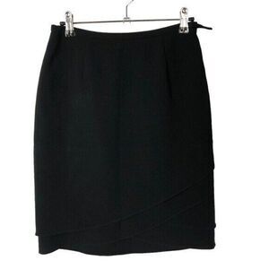 Ann Taylor Petite Black Tulip Layered Pencil Skirt 2P